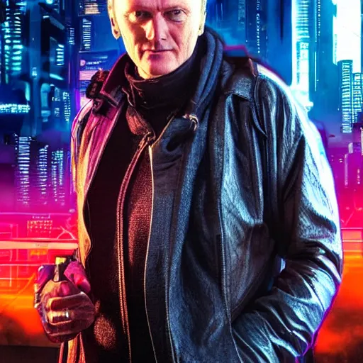 Image similar to Anthony Head as Cyberpunk Uther