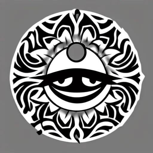 Image similar to tattoo sketch of a single eye cat, hugging the sun, a draft, maori ornament, polinesian style, minimalism, line art, vector