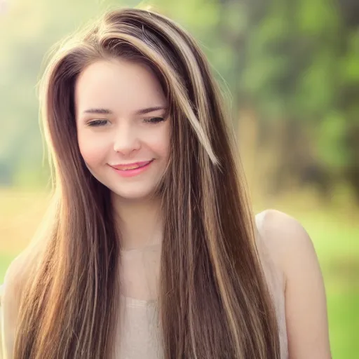 Image similar to a pretty young woman with light brown hair with highlights