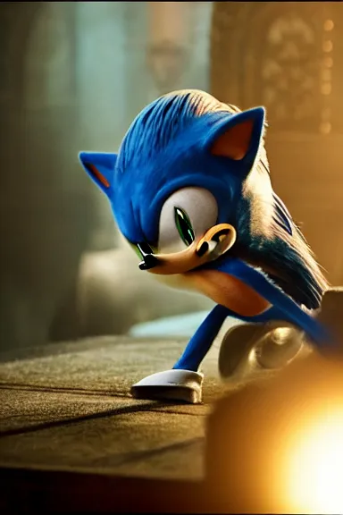 Image similar to very very intricate photorealistic photo of a realistic version of sonic in an episode of game of thrones, photo is in focus with detailed atmospheric lighting, award - winning details