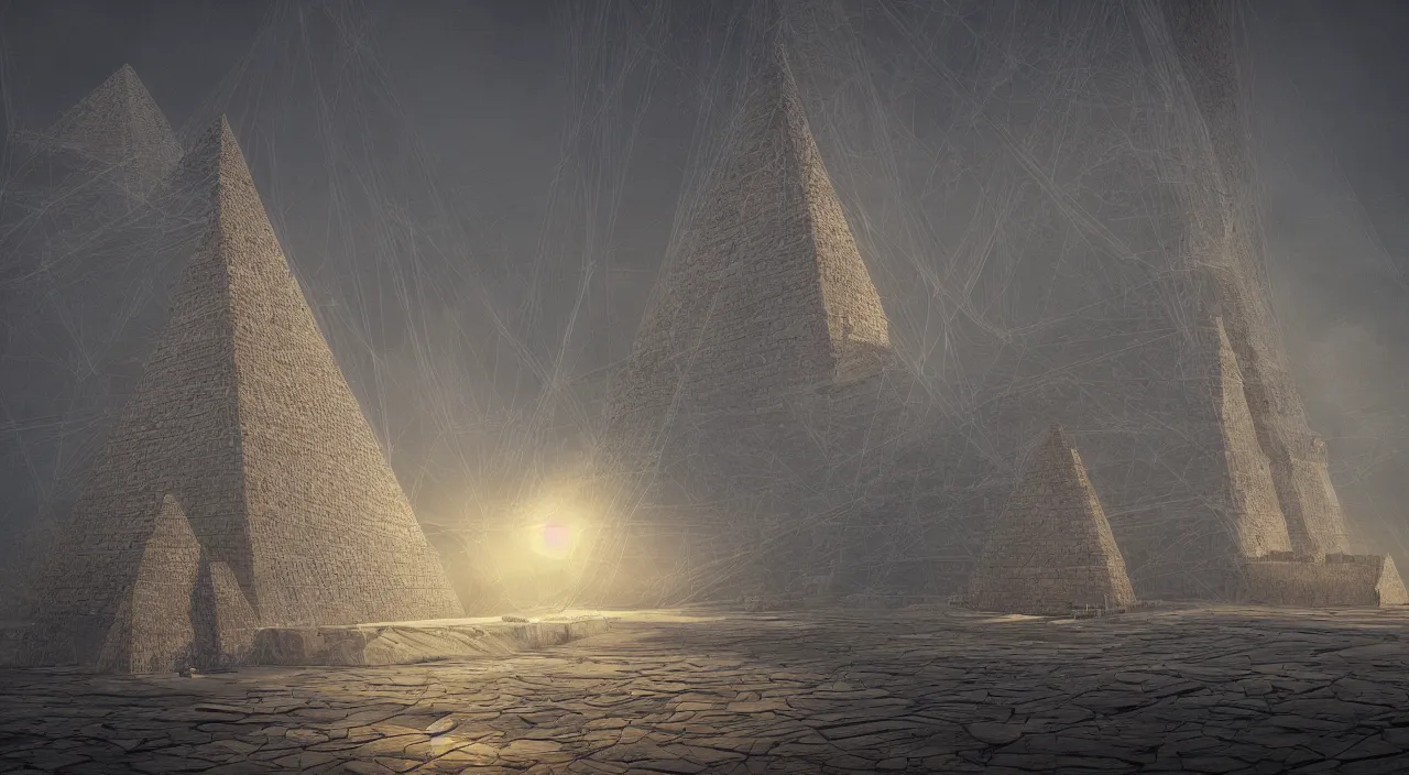 Prompt: ancient pyramid, parametric structure, cellular biology by glenn small, by ernst haeckel, by albert bierstadt photorealistic, zaha hadid, god rays, volumetric lighting, detailed, intricate, delicate, raytrace, octane, light fog, neon, bladerunner