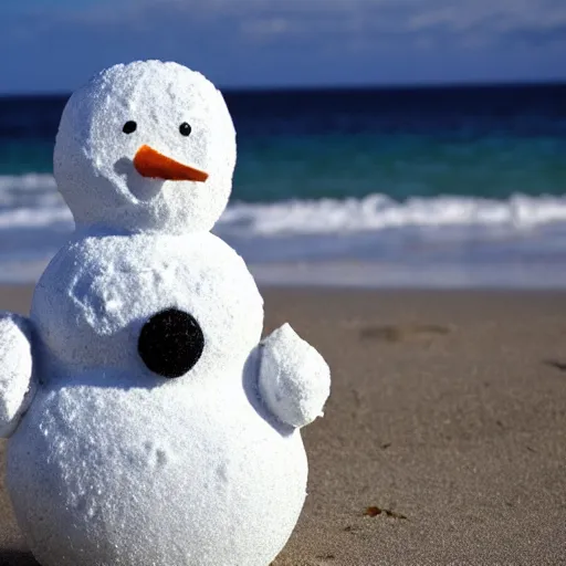 Image similar to snowman on a beach