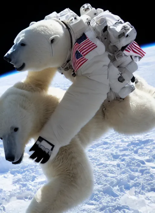 Image similar to a polar bear astronaut