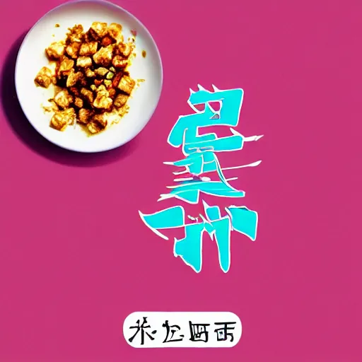 Prompt: mapo tofu, hyperpop aesthetics, album concept art,