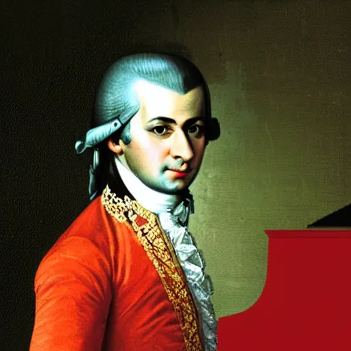 Prompt: Mozart playing EDM