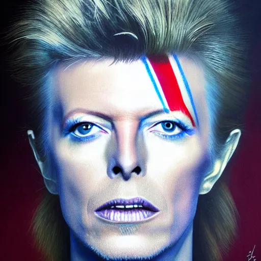 Image similar to high quality high detail painting by david bowie, hd, portrait, dramatic lighting