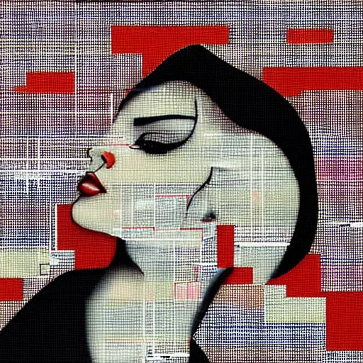 Image similar to beautiful woman seen in profile, haloed by an explosion of microsoft excel chart lines and graphs by sandra chevrier, rik oostenbroek, white background