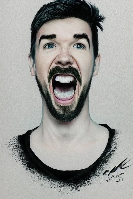 Image similar to Sean McLoughlin, jacksepticeye, irish youtuber, solo portrait, screaming as loud as he can 🎨🖌️