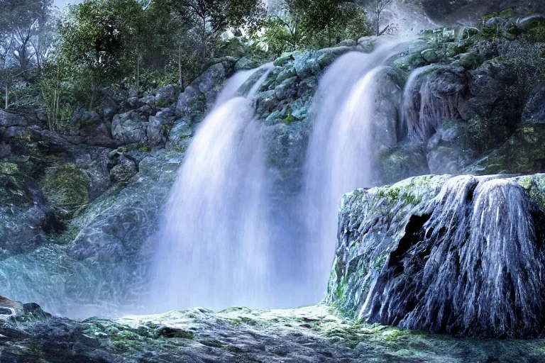 Image similar to A waterfall that is made up of stars. Cinematic lighting. Photorealism.