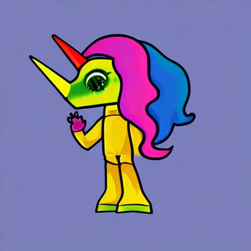 Image similar to Rainbow Robot Unicorn profile picture for social media sites. Limited palette, crisp vector lines