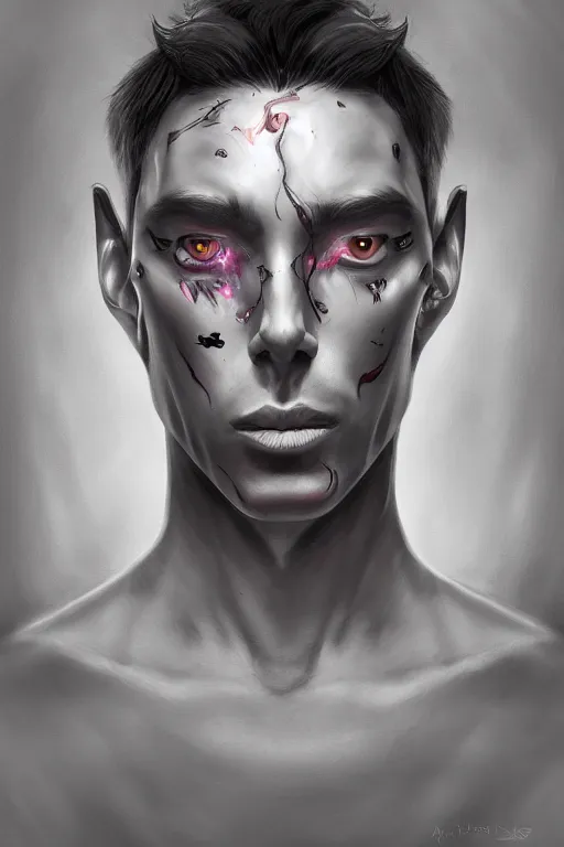 Prompt: portrait of man with seven eyes | digital painting | highly detailed | artgerm