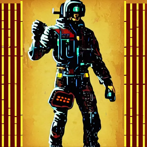 Prompt: a cyberpunk soldier, retro graphics