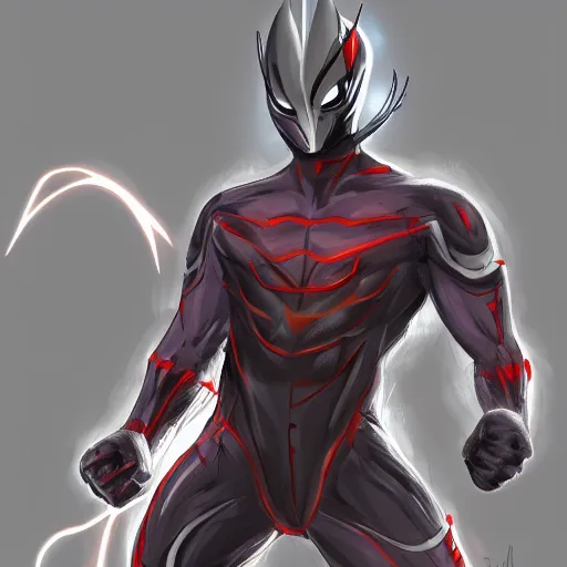 Image similar to Ultraman exposed to the symbiote and became Rocket Raccoon. concept art,high detailed,fine art,trending on Artstation, smooth draw,Sharp focus.