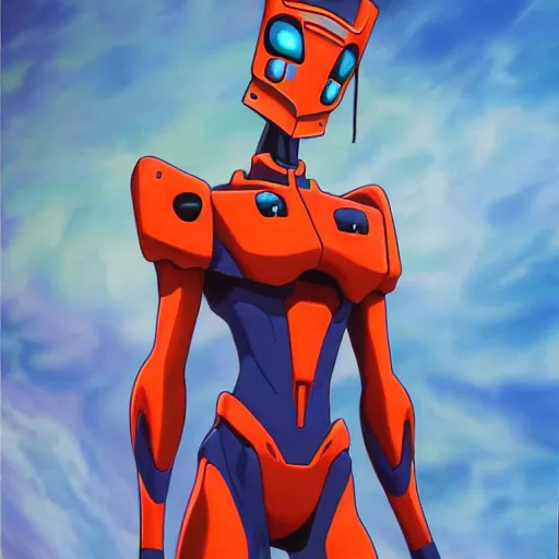 Prompt: an oil painting of the character of the animated series Evangelion Unit-01, photo realistic, cinematic illumination