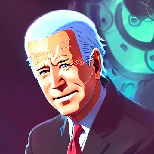 Image similar to anime portrait of Joe Biden as an anime boy by Stanley Artgerm Lau, WLOP, Rossdraws, James Jean, Andrei Riabovitchev, Marc Simonetti, and Sakimichan, trending on artstation