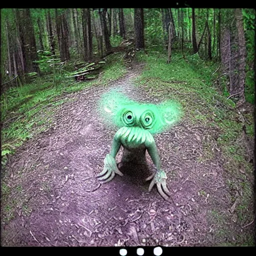 Image similar to cthulu caught on trail cam, photo detailed