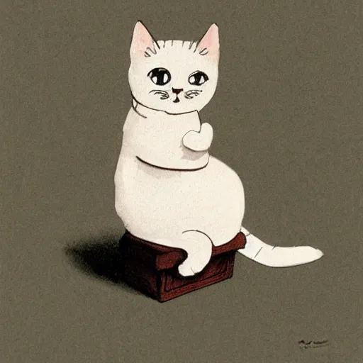 Prompt: David Gentleman illustration of a cute cat