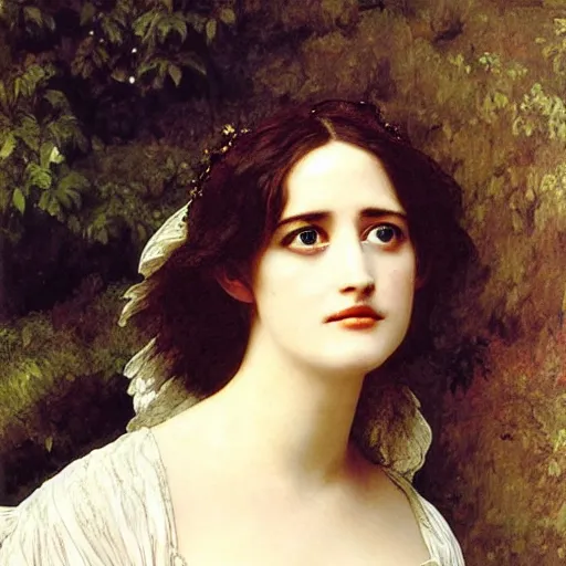 Prompt: portrait en buste of eva green in an edwardian dress by frederic william burton and frederic leighton, abundantly detailed masterpiece