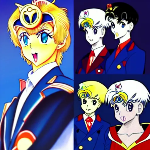 Image similar to lukashenko in style of sailor moon, anime, perfect faces, fine details