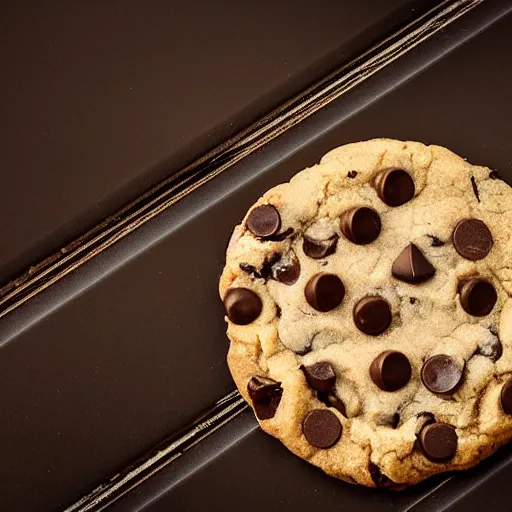 Prompt: cookie with chocolate chips arrange in a shape of a bird, closeup photograph, hdr