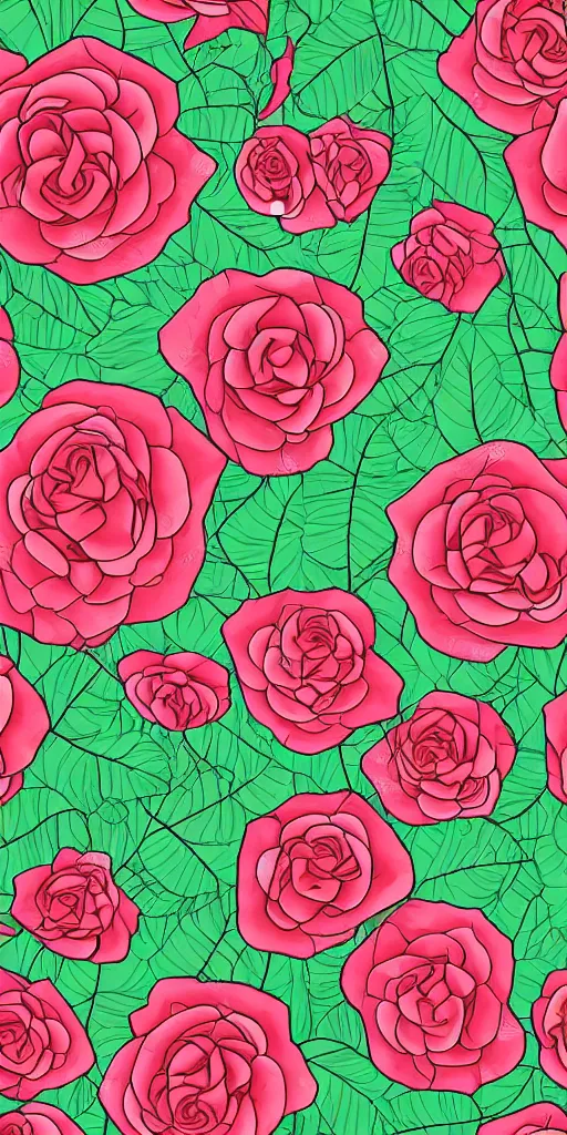 Image similar to seamless pattern of beautiful roses with leaves and throns, colourful, symmetrical, repeating 35mm photography