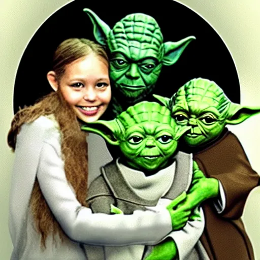 Prompt: yoda family portrait