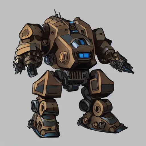 Prompt: concept art of a fat and heavy warmech, mech, weapons, photoshop, trending on artstation by alex ichim and evan leep and salvatorre yazzie, # mechanical design, # mecha, # digital 2 d, # character design