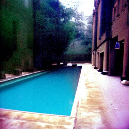 Image similar to Beautiful cameraphone 2005 soft liminal Photograph of an infinite hallway pool