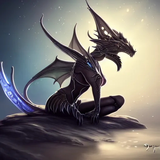 Image similar to highly detailed exquisite fanart, of a beautiful female warframe, but as an anthropomorphic dragon, elegant cinematic pose, sitting on top of a cryopod, epic cinematic shot, sharp clawed perfectly designed hands, professional digital art, high end digital art, fantasy, sci fi, DeviantArt, artstation, Furaffinity, 8k HD render