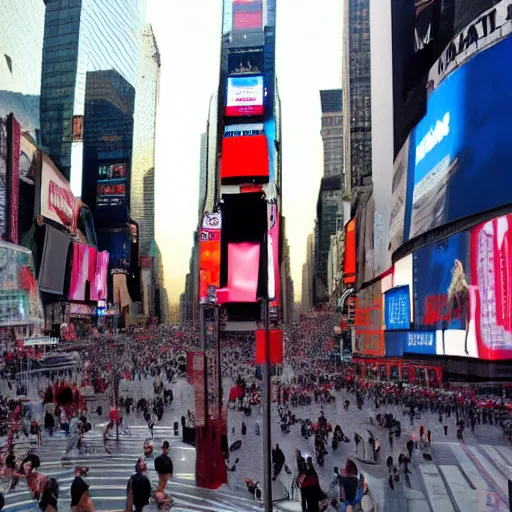 Prompt: a giant greek statue in times square