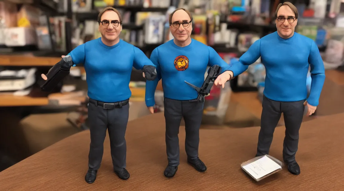 Image similar to vinil action figure of Linus Torvalds, product photo