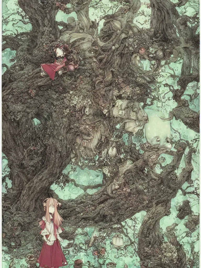 Image similar to [ alice in wonderland ] headshot in isekai style by takato yamamoto and gediminas pranckevicius