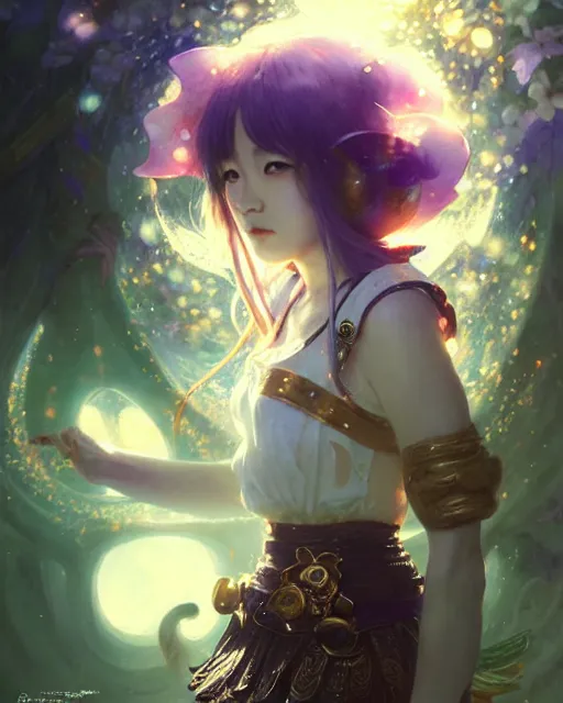 Image similar to mirei kiritani as anime girl, mushroom kingdom, fantasy character portrait, concept art, sorceress, magical aura, bright, interesting angle, intricate details, highly detailed by greg rutkowski, gaston bussiere, simon bisley