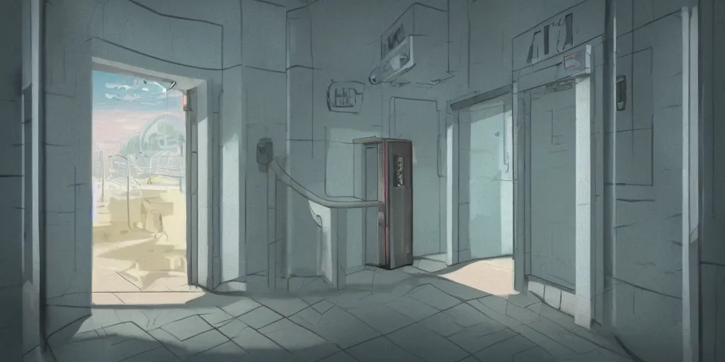 Image similar to back to the summer of the elevator of lisbon, concept art, pastel soft colors, in the style of danny mcbride, knyazev konstantin