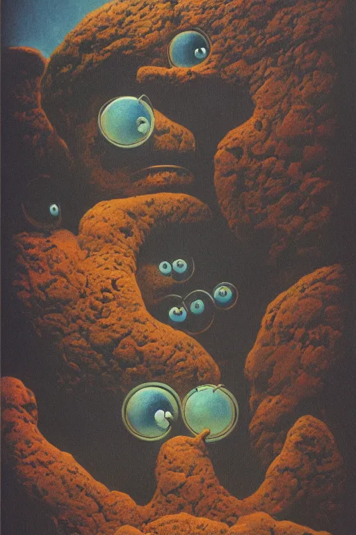 Prompt: vintage Cookie Monster movie poster, 2D matte illustration, Beksinkski, Moebius, Frank Frazetta