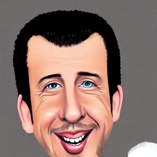 Prompt: a realistic, accurate caricature drawing of adam sandler