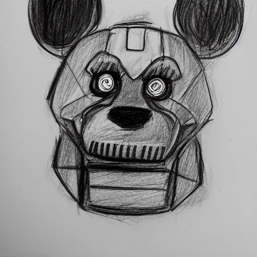Prompt: Facial portrait of Fnaf Foxy, rough abstract sketch