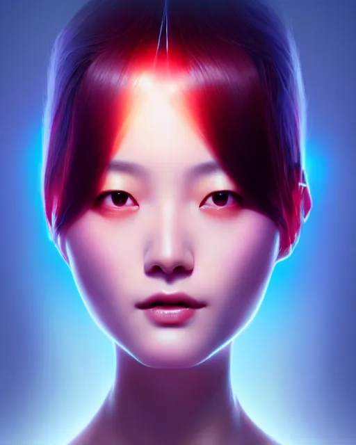 Prompt: kim hyun joo as an android, rose hair, highly detailed, cinematic, illuminated, sunny, beautiful girl, advanced technology, futuristic, digital painting by ilya kuvshinov, akiko takase, eugene gottsnake, stanislav istratov and su fu and antoine collignon