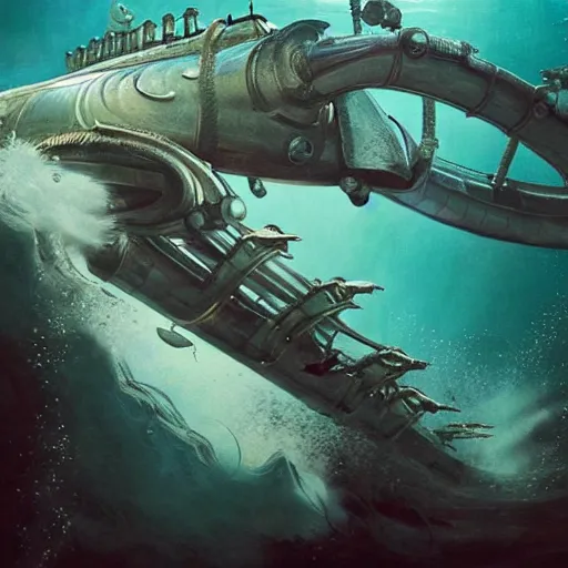 Image similar to 2 0, 0 0 0 leagues under the sea, artstation hall of fame gallery, editors choice, # 1 digital painting of all time, most beautiful image ever created, emotionally evocative, greatest art ever made, lifetime achievement magnum opus masterpiece, the most amazing breathtaking image with the deepest message ever painted, a thing of beauty beyond imagination or words