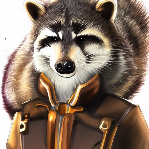 Image similar to a transhuman racoon fursona, highly detailed, by kawacy, trending on artstation, furry art