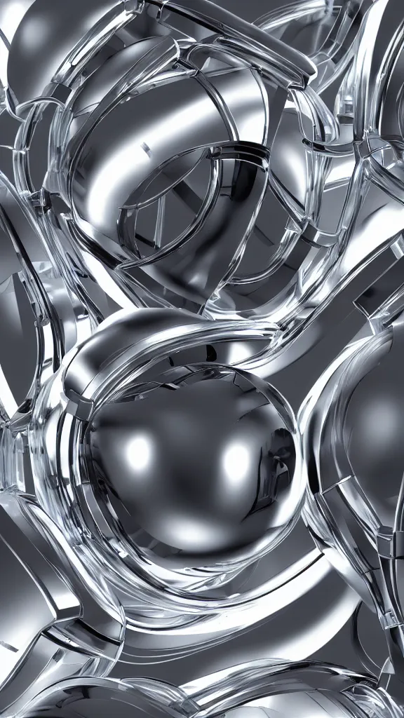 Image similar to hyper - futuristic abstract 3 d chrome objects, graphic design poster, solarised, octane render, extremely detailed