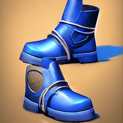 Image similar to water resistant PVC blue water boots, by Craig mullins, Steve Purcell, Ralph McQuarrie. Design. Fashion. Trending on artstation. Centered image, no background