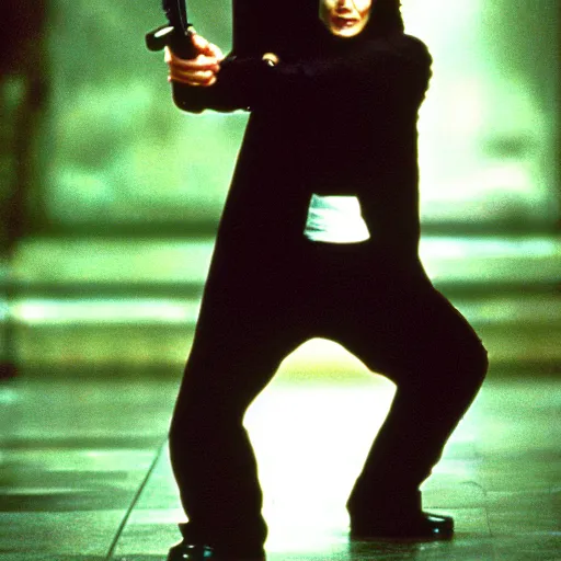 Image similar to Michael Jackson as Neo in The Matrix (1999)