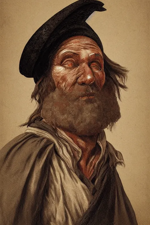 Image similar to portrait, headshot, digital painting, of an old scarred 17th century sailor, in tricorn hat, realistic, hyperdetailed, chiaroscuro, concept art, art by Franz Hals