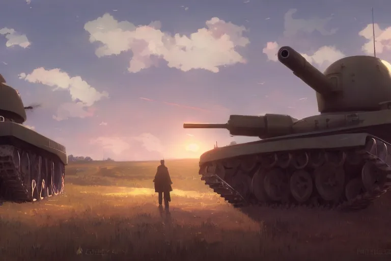 Image similar to church combined with a tank. in an open field. key visual, conceptart, ambient lighting, highly detailed, digital painting, artstation, concept art, sharp focus, by makoto shinkai and akihiko yoshida and greg manchess