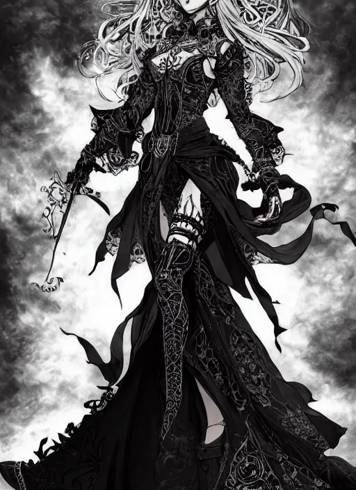 Image similar to beautiful human witch with blonde short curtly hair in intricate ornate witch robe, haughty evil look, witch hat. in style of yoji shinkawa and hyung - tae kim, trending on artstation, dark fantasy, great composition, concept art, highly detailed, dynamic pose.