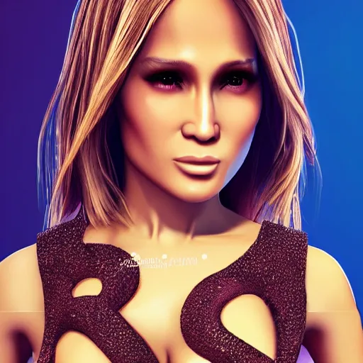 Image similar to gummy bear j - lo lookalike, portrait photography, unreal engine