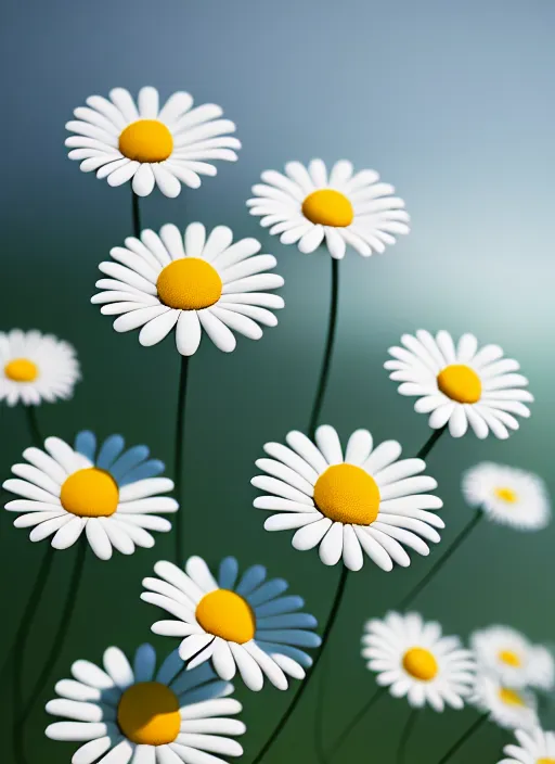 Image similar to bright white zen smooth daisies by zaha hadid, up close shot, sharp focus, global illumination, radiant light, irakli nadar, octane highly render, 4 k, ultra hd,