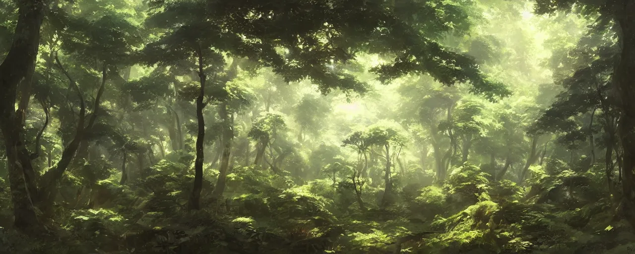 Image similar to the lush forest, trending on pixiv fanbox, painted by greg rutkowski makoto shinkai takashi takeuchi studio ghibli, eugene von guerard, ivan shishkin, john singer sargent