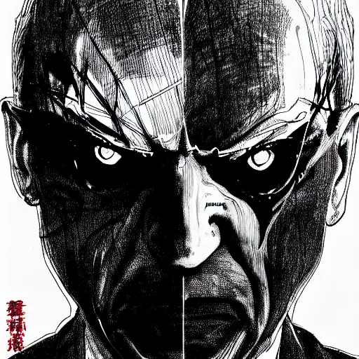 Image similar to Joe Biden looking sinister, by Tsutomu Nihei, highly detailed